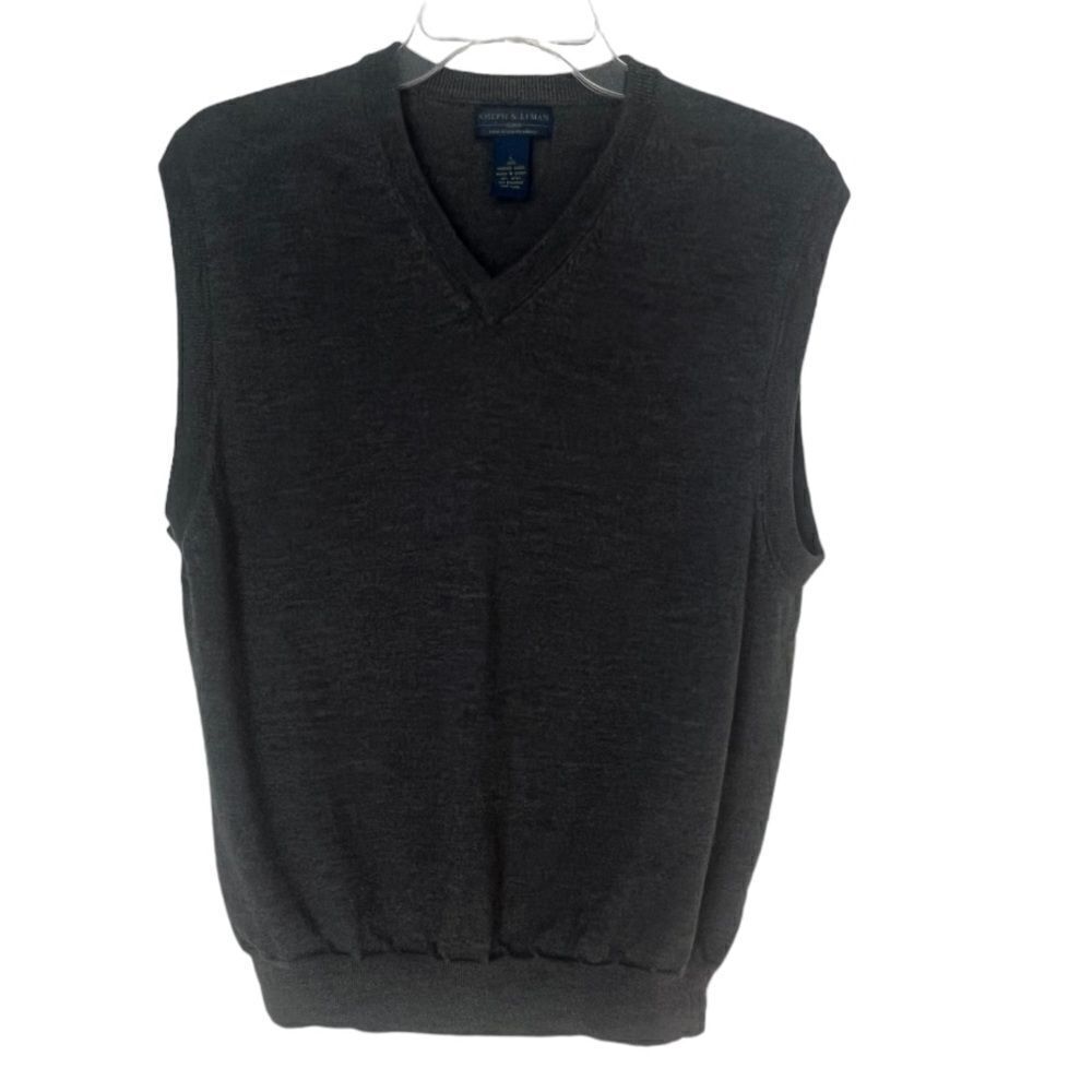 Joseph & Lyman Men's 100% Italian Merino Wool Gray V-Neck Sweater Vest sz L